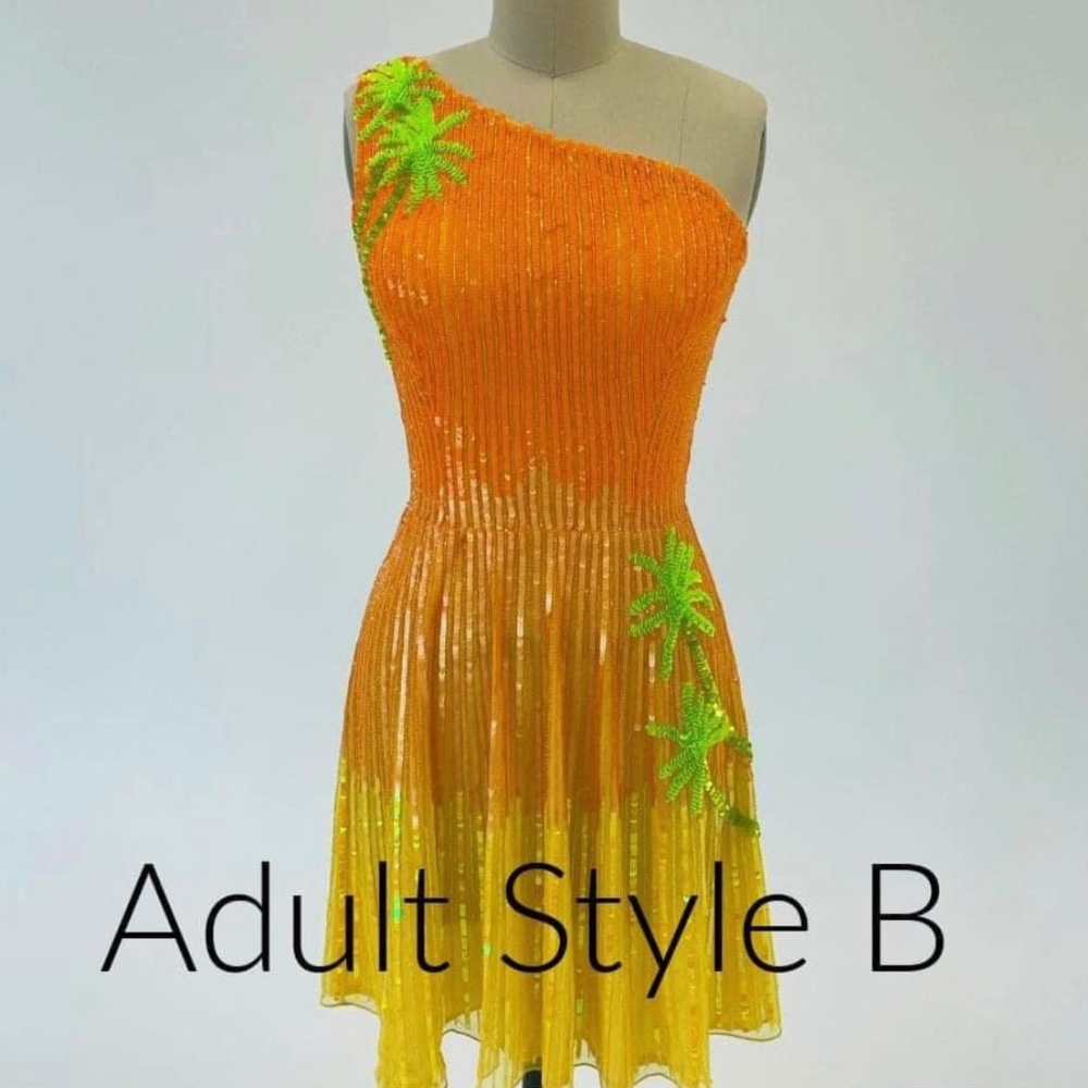Orange Sequined/Palm dress by Ashley Lauren